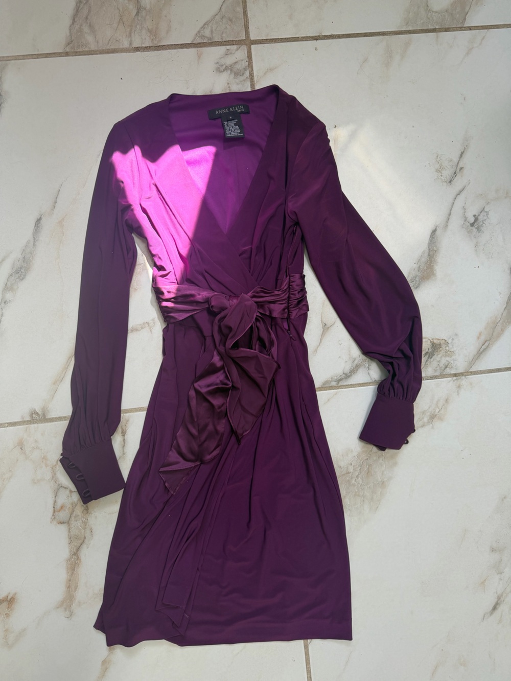 Anne Klein Ruched Dress in Purple Size 2 Like New